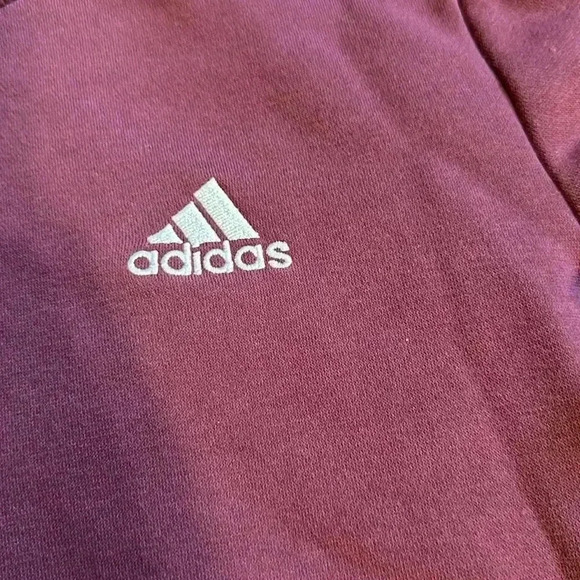 Adidas burgundy 3 striped crewneck sweatshirt size small - Picture 4 of 6